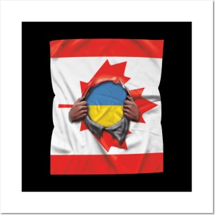 Ukraine Flag Canadian Flag Ripped - Gift for Ukrainian From Ukraine Posters and Art